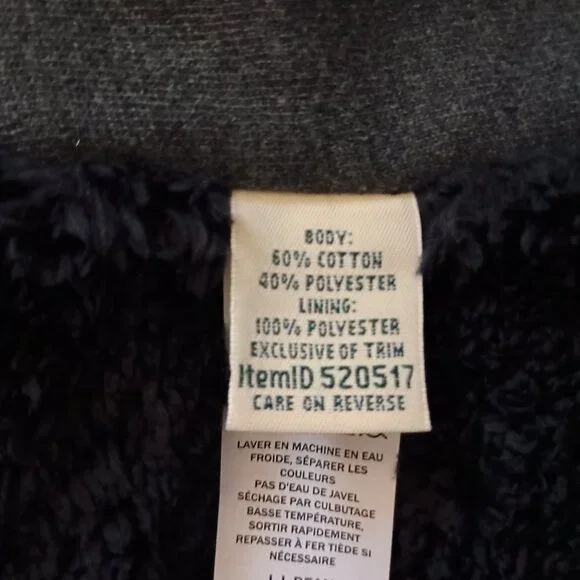 L.L. Bean 1912 Sherpa-Lined Full-Zip Long Sweatshirt Charcoal Women’s Size M - Picture 11 of 16